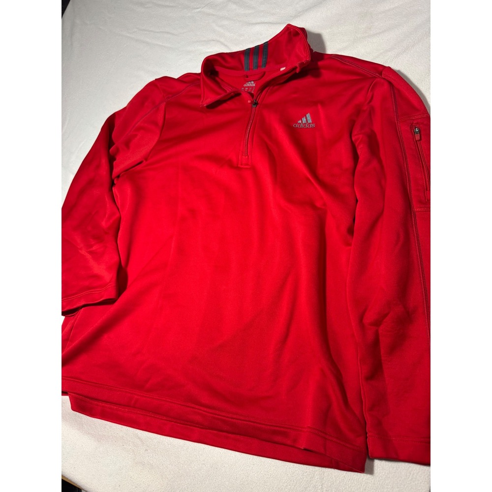 Adidas Mens Red Quarter Zip Pullover Sleeve Pocket Z24001 XL
